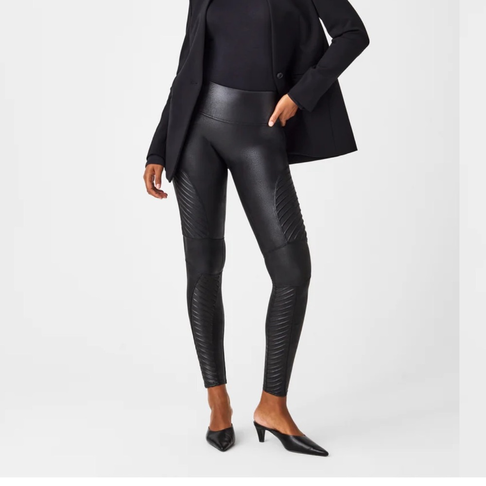Spanx motto leather leggings